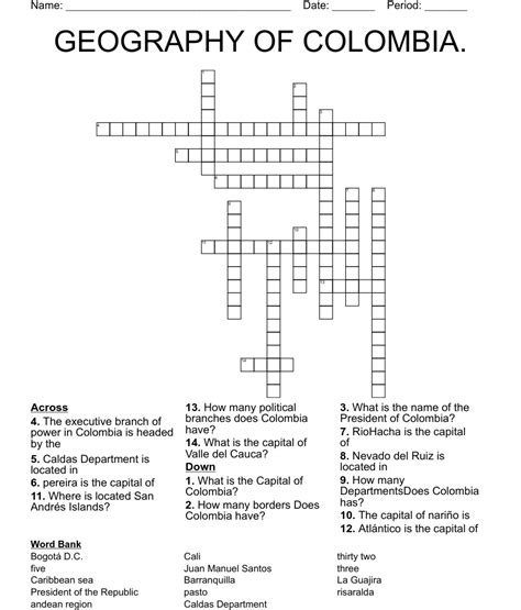 southern colombian capital crossword